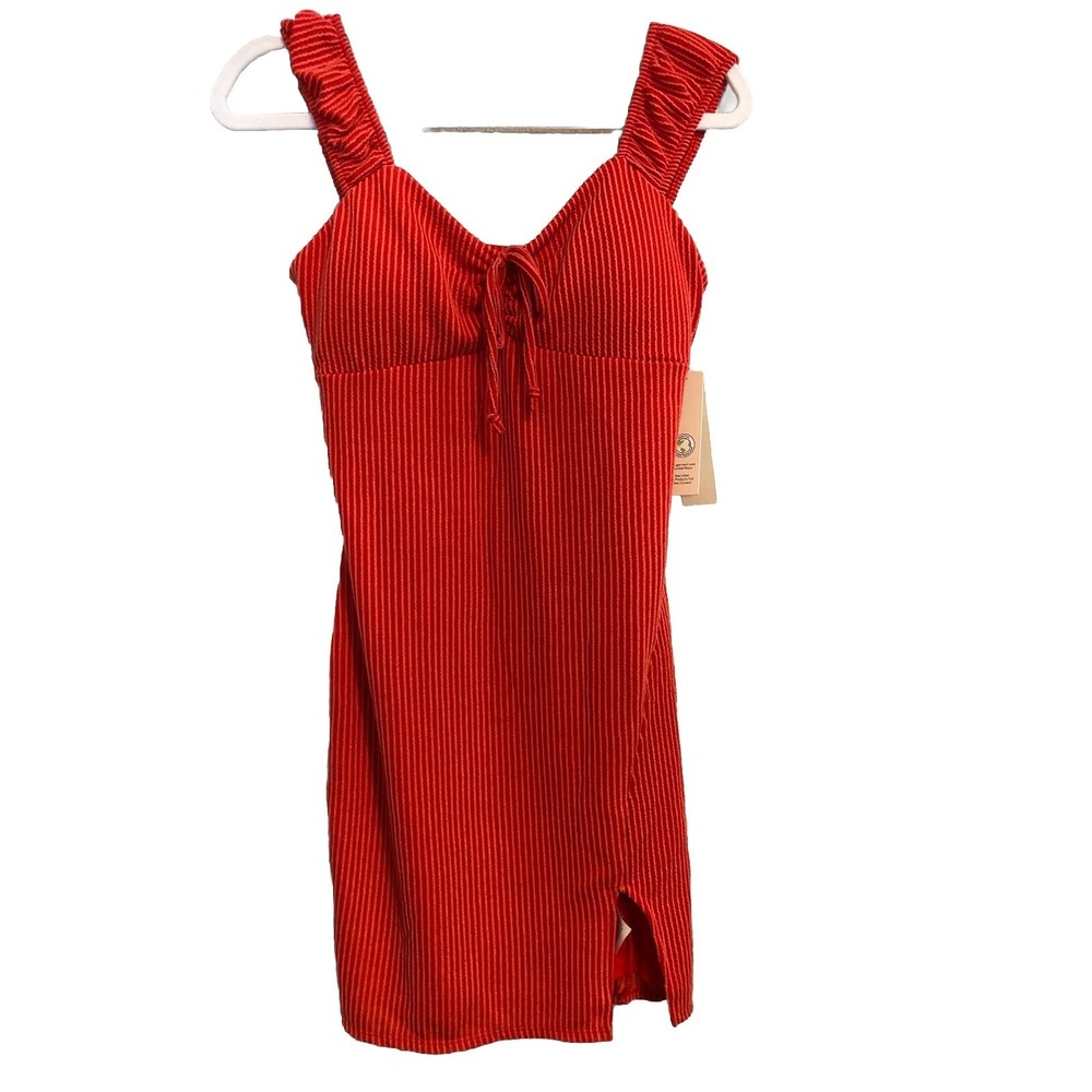 New No Boundaries Womens Dress Red‎ Small Wiggle Ribbed Knit Juniors Boho Retro